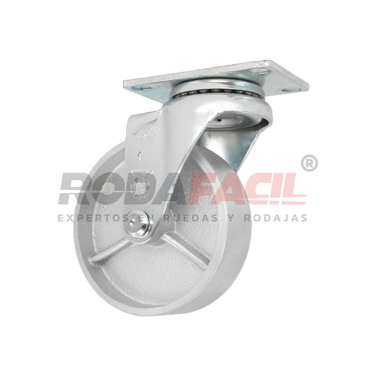 Rodaja giratoria de 4", rueda de fierro, servicio medio ligero