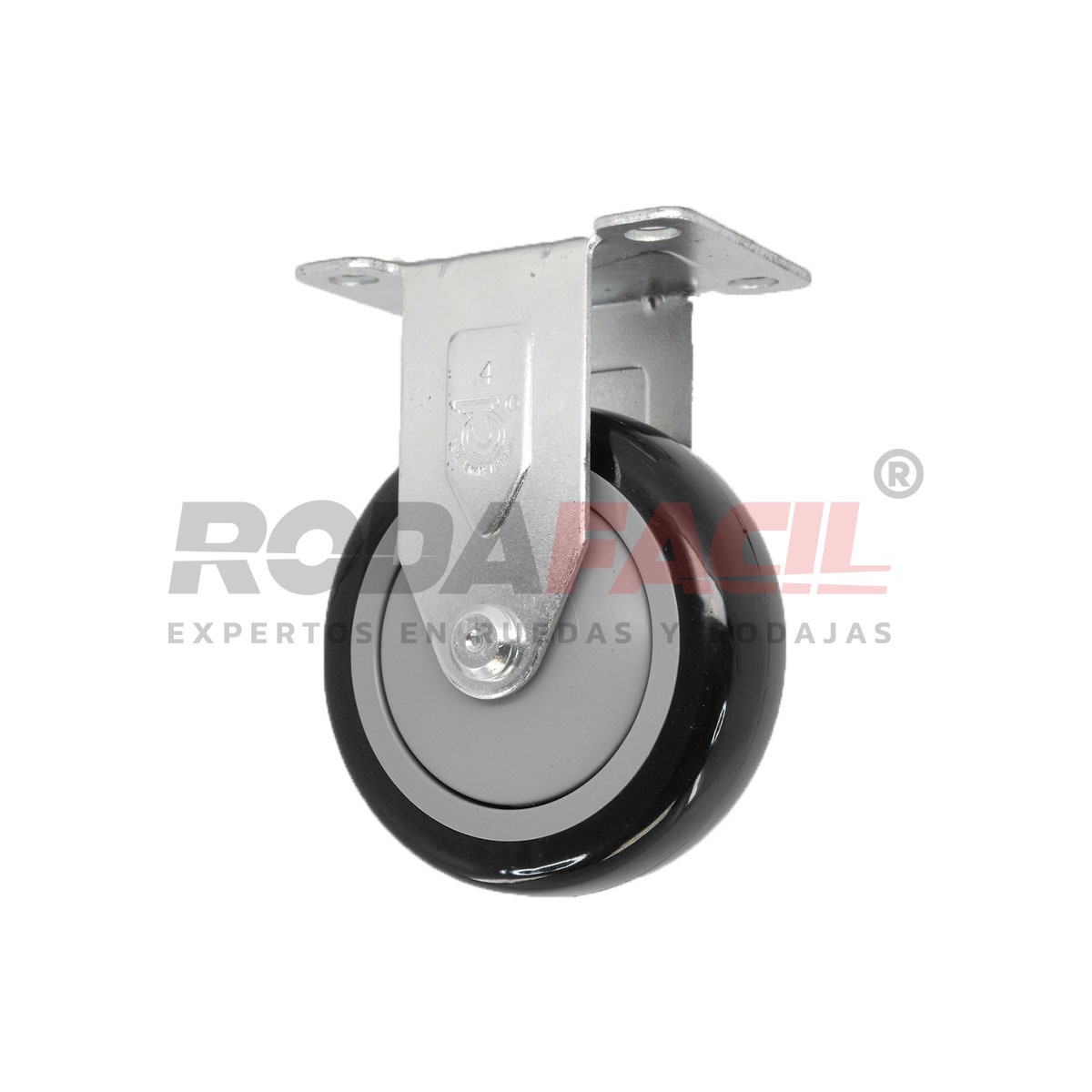 Rodaja fija de 4", rueda de poliuretano, servicio medio ligero