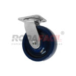 Rodaja giratoria de 6", rueda Poliuretano con balero de rodillos y buje. Acabado galvanizado. Servicio medio pesado